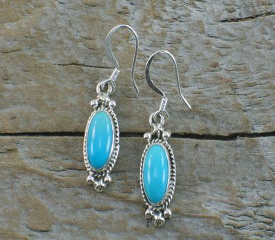 Indian Dangle Earring Turquoise Oval